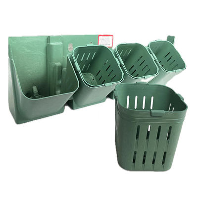 Verticale groene zwarte PP-plastic bloempot voor stapelen met bloemen/groene planten